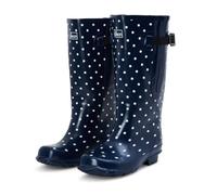 Extra Wide Calf Wellies for Women - Fit 40 to 57cm Calf - Wide in the Foot and Ankle (Navy Spot 9)