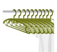 Extra Wide Coat Hangers Adult for Clothes, 10 Pack Strong Cloth Hanger Stand, Green Plastic Coat Hangers, Clothing Hanger with Suit Pants Trouser Bar, Closet Organiser