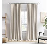 Extra Wide Curtains 96 Inch Long 2 Panels,Floor to Ceiling Boho Noise Reduction Window Burlap Track System Curtain Panels for Country Villa Back Tab Pleat Tape with Hooks,Linen Beige 70x96