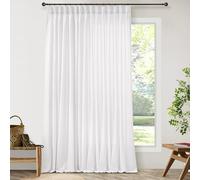 Extra Wide Extra Long Sliding Door Pinch Pleated Curtains 102 Inches Long 100 Inch Wide Sheer White Modern Farmhouse Linen Curtains for Living Room Patio Bedroom Window Pleat Drape with Hooks Rings