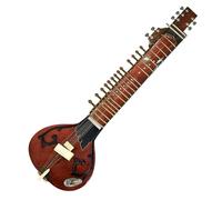 Extra-Wide Fingerboard Teak-Wood Indian Sitar Guitar Fusion Instrument - Designed for Easier Sitar-Style Sliding, Microtonal Expression, Raga Practice, Indian Classical Performance