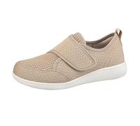 Extra Wide Fit Diabetic Shoes for Women Breathable Slip On Sneakers with Adjustable Strap Easy Close Trainers for Swollen Feet Plantar Fasciitis Outdoor Lightweight Walking Shoes Khaki