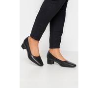 Extra Wide Fit Faux Leather Block Heel Court Shoes Yours Black 5EEE