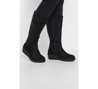 Yours - Faux Suede Wedge Boots In Extra Wide Eee Fit - Women's