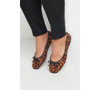 Extra Wide Fit Leopard Print Ballet Pumps Yours Brown 7EEE