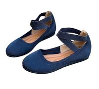Extra Wide Fit Shoes for Women Flats Animal Print Sandals for Women Espadrilles Knit Dress Shoes Flat Ballerina Round Toe Strap Sandals Soft Comfortable Breathable Sandal Wedge Size 11 (Navy,6.5)