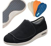 Extra Wide Fit Trainers, Diabetic Shoes for Men Extra Wide Width Orthopedic Slip-on Shoes Adjustable Closure Walking Sneakers with Arch Support Cushioning Therapeutic,BlackA,48 EU