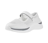 Extra Wide Fit Trainers for Women Adjustable Hook and Loop Walking Shoes Casual Nursing Orthotic Mary Jane Shoes Comfortable Arch Support Fashion Trainers Lightweight Buffer Fitness (White, 5)