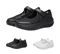 Extra Wide Fit Trainers for Women's Orthopedic Shoes Lightweight Comfortable Walking Shoes Platform Wedges Breathable Running Sneakers with Easy Close Adjustable Black