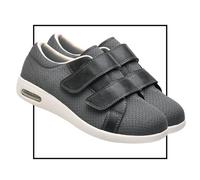 Extra Wide Fit Trainers Swollen Ladies Hook & Loop Casual Shoes Feet Diabetic Edema Boots Slippers(Grey,5 UK)