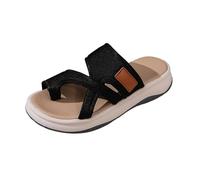 Extra Wide Fit Womens Sandals Shoes Women Sandals Thick Bottom Slope And Fashion Outside Wearing Open Toed Square Head Cold Drags Women's Shoes Korean Arch Support Women'S Strappy (Black, 7)
