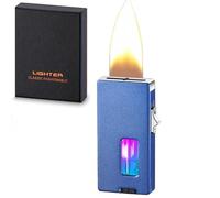 Extra Wide Flame Lighter, Shake to Ignite Butane Gas with Viewing Window, Safety Lock, Easy to Carry, for Men and Women, Perfect BBQ and Candle Lighter