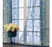 Extra Wide Floral Patterned Sheer Curtain Panel 96" Long for Sliding Doors Rod Pocket Design Ideal for Living Room Single Panel W100 x L96 Inch Elegant Embroidered Ains