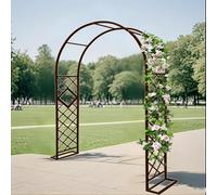 Extra Wide Garden Arbor Arch - Reinforced Steel Trellis for Climbing Plants Ivy & Roses - Perfect Outdoor Wedding Backdrop Brown 300x230cm (W x H)