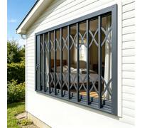 Extra-wide Gray Window Security Bars with Hollow Grid Design, Aluminum Alloy Extendable Home Windows Guard Fence, Outdoor Anti-burglar Grilles(W90xH75cm/35x30in)