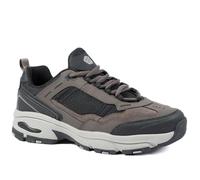 Extra Wide Leather Memory Foam Lace Up Trainers - Brown Size 12