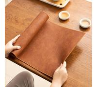 Extra Wide Leather Table Runner, Waterproof & Heatproof for Outdoor Use, Light Brown Placemats and Dining Table Accessories, Durable Tablecloth