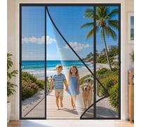 Extra Wide Magnetic Screen Door 190x240cm Foldable Design for Easy Storage During the Off-Season for Traditional and Modern Double-Leaf Door Frames Black