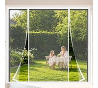 Extra Wide Magnetic Screen Door White 220x300cm Double Door Left and Right Screen Mesh Keeps Bugs Out for Modern Homes with Big Glass Doors and Open-Plan layouts