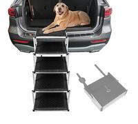 Extra Wide Pet Ramp for Vehicles, Lightweight Aluminum Dog Stairs with Nonslip Surface, Supports 150 Lbs, Ideal for Cars SUVs & Trucks