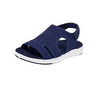 Extra Wide Sandals for Women Casual with Arch Support Breathable Shoes Wide Fit Walking Comfy Slingback Wedge Plantar Fasciitis Adjustable Ankle Strap Sandals Open Toe Cushion Knit Sport Slip on