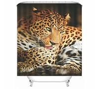 Extra Wide Shower Curtain Liner, Home Shower Curtain Polyester Leopard Waterproof Corner Shower Curtain 165X180cm Yellow