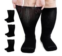 Extra Wide Socks for Swollen Feet: 3 Pairs Wide Bariatric Socks Non-Binding Diabetic Hospital Socks for Men Women 9-15, Black-3 Pairs, 13-15
