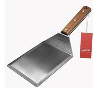 Extra Wide Spatula, Large Metal Spatula with Full Tang Wooden Handle & Beveled Edges for Skillets, Griddles & Grills, Pancake Flipper Turner, Smash Burgers Turner, 6 x 5-inches