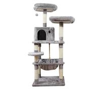 Extra Wide Tall Cat Activity Tree W/Two Top Perch, Scratching Posts, Multi-Level Play Tower for Cute Indoor Cats, Modern Cat Tree W/Cat Cave Condo, for Large Cats Kittens