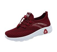 Extra Wide Trainers Women Breathable Mesh Sports Shoes Slip On Running Shoes Lightweight Comfy Casual Walking Athletic Walking Sneakers Soft Chunky Sole Tennis Shoe Memory Foam Trainers Red