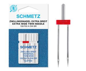 (Extra Wide Twin Universal (Regular), Size: 6.0/100) Schmetz Sewing Machine Twin Needles