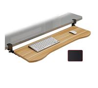 Extra Wide Under Desk Keyboard Tray with C-Clamp - 26x10 Inch Sliding Keyboard Der for Smooth Pull-Out Keyboard & Mouse Sto Shelves Walnut h Fits 52/65/75cm De