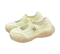 Extra Wide Walking Shoes for Women Women's Flats Flip Flop Shoes Internal High Thick Bottom Sneakers Female 2025 Summer New Hundred with Round Head Shallow Mouth Casual Shows for Men (Yellow,5.5)