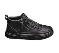 Extra Wide Walking Shoes Mens Faux Leather Wear Resistant Non Slip, Stretch Soft Bottom High Top Hiking Shoes, Side Zipper Comfortable Wide Fit Trekking Shoes, Versatile Simple Features Causal Shoes