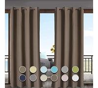 Extra Wide Waterproof Outdoor Curtain Panel 220x270cm Heavy Duty Rust Proof Grommet Top Shade Sun Block Drape for Porch Garden & Backyard Privacy