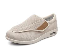 Extra Wide Width Diabetic Walking Shoes for Elderly, Adjustable Orthopedic Shoes with Memory Foam Air Cushion Sole, Non-Slip Comfort Shoes for Swollen Feet Arthritis Edema, Off white-46_EU