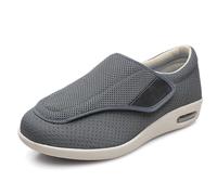 Extra Wide Width Diabetic Walking Shoes for Elderly, Adjustable Orthopedic Shoes with Memory Foam Air Cushion Sole, Non-Slip Comfort Shoes for Swollen Feet Arthritis Edema, Gray-46_EU