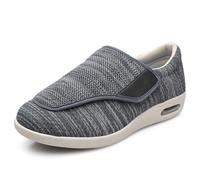 Extra Wide Width Diabetic Walking Shoes for Elderly, Adjustable Orthopedic Shoes with Memory Foam Air Cushion Sole, Non-Slip Comfort Shoes for Swollen Feet Arthritis Edema, Dark Gray-46_EU