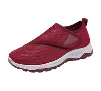 Extra Wide Women's Shoes with Non-Slip Sole Comfortable Breathable Health Shoes Breathable Jogging Shoes Fitness Shoes Senior Shoes Slip On Slippers Wide Feet Bandage Shoes, red, 7 UK