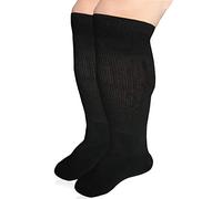 Extra Width Diabetic Socks for Lymphedema, Bariatric Non Binding Knee High Sock for Swollen Edema Cast Feet Mens and Womens Legs, Slouch Boot Socks 2 Pairs