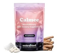 Extracted Calmee Natural Stress & Anxiety Relief Calm Supplement - 30 Day Supply - High Potency Advanced Formula with 300mg Lactium, Vitamin B6, Mood Support, 60 Vegetarian Ashwagandha Capsules