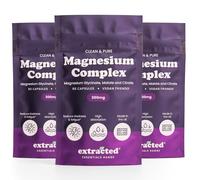 Extracted Magnesium Complex 300mg Supplement, 90 Day Supply, Triple Magnesium Blend with Bisglycinate, Citrate & Malate, Supports Energy, Normal Muscle Function & Bone Health, 3 Pack (3 x 60 Capsules)