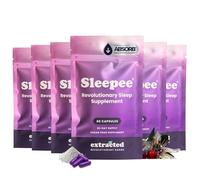 Extracted Sleepee Nighttime Relaxation & Sleep Support Supplement - with Montmorency Cherry, Lemon Balm, L-Tryptophan & Magnesium - Vegan, UK-Made, 6 Pack (6 x 60 Capsules)