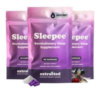 Extracted Sleepee Nighttime Relaxation & Sleep Support Supplement - with Montmorency Cherry, Lemon Balm, L-Tryptophan & Magnesium - Vegan, UK-Made, 3 Pack (3 x 60 Capsules)