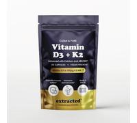 Extracted Vitamin D3 4000IU and K2 MK-7 100μg, High Strength Vegan Formula with Vitamin C, Calcium, Ginger, AstraGin and BioPerine, 60 Capsules