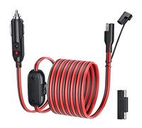 Extractme Cigarette Lighter SAE Battery Charger Cable, 16AWG 12V Cigarette Lighter Plug to SAE Quick Release Adapter Extension Charging Cable with Switch and SAE Reverse Polarity Adapter - 10FT