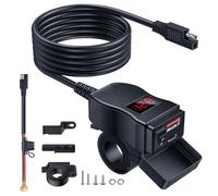 EXTRACTME Motorcycle USB Charger, Dual USB Type C PD & Quick Charge 3.0 Motorcycle Phone Charger with Voltmeter & ON/Off Switch, Waterproof Motorcycle Accessories for All Phone, Tablet, GPS