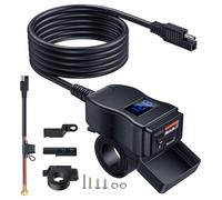 EXTRACTME Motorcycle USB Charger, Dual USB Type C PD & Quick Charge 3.0 Motorcycle Phone Charger with Voltmeter & ON/Off Switch, Waterproof Motorcycle Accessories for All Phone, Tablet, GPS