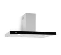 Extractor Fan Cooker hood Kitchen Wall LED 90 cm Glass 310m³/h A Class Silver