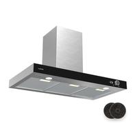 Klarstein AirNova Extractor Hood - 90cm Wall-Mounted Cooker Hood, 620 m³/h Air Flow, A++ Energy Efficiency, LED Lighting 6500K, Quiet 49 dB, Stainless Steel, Recirculation & Exhaust